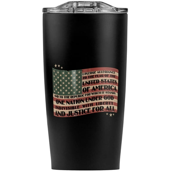 Usa Vintage Flag Pledge Of Allegiance Stainless Steel 20 oz Travel Tumbler, Vacuum Insulated & Double Wall with Leakproof Sliding Lid | Great for Coffee/Hot Drinks and Cold Beverages
