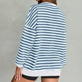 thumbnail image 4 of Sweatshirt for Women No Hood Fall Winter Stretch Crewneck Long-sleeved Bubble Cuff Drop Shoulder with Pocket Striped Leisure Cotton Shirt Top(Blue,XL), 4 of 9