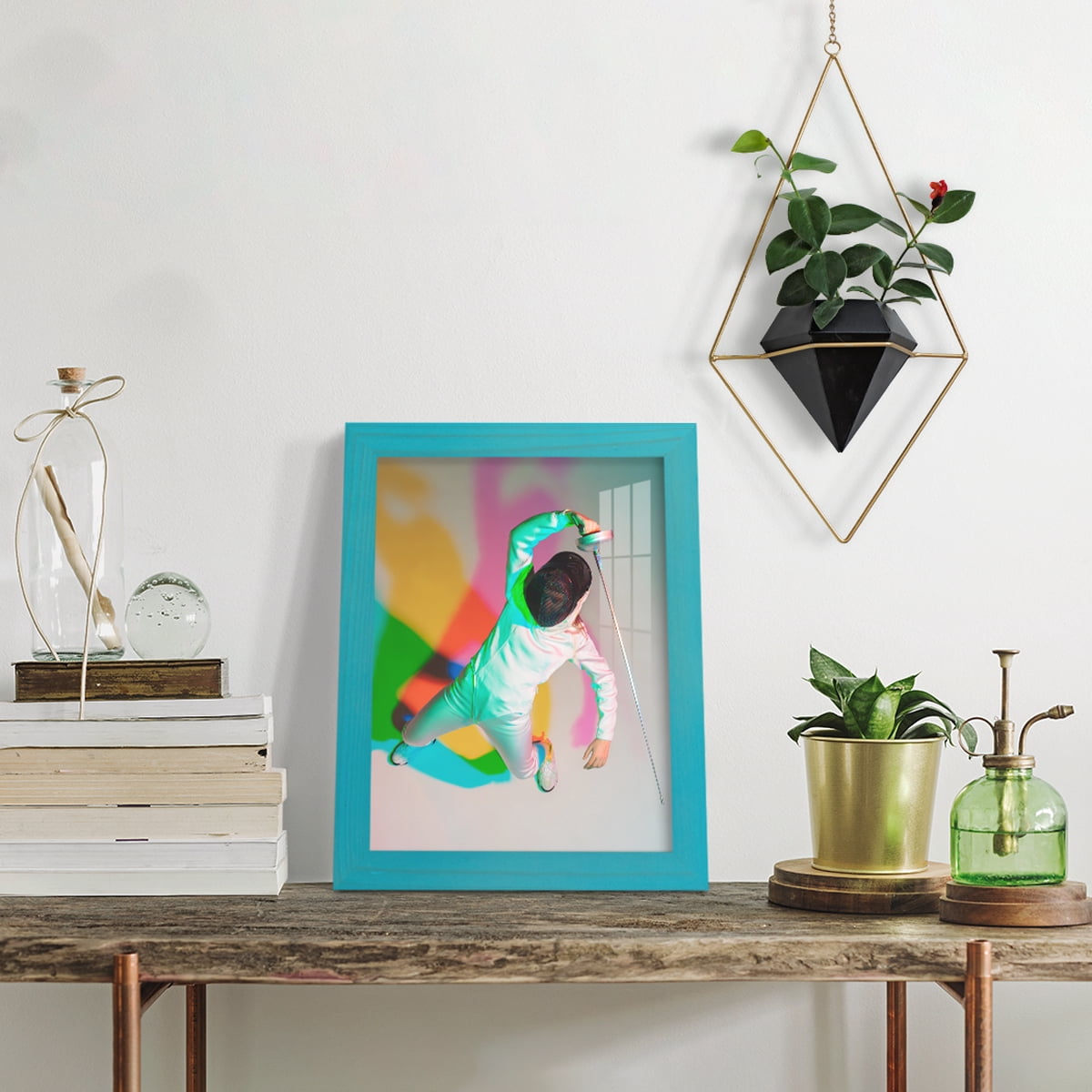 8x10 Wood Grain Picture Frame - Cyan