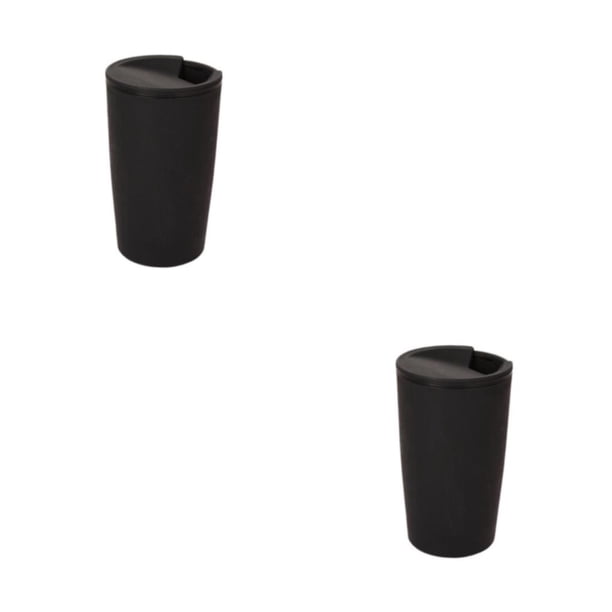 Wosthever Taza de café de trigo, taza de té de la leche de agua de estilo Simple, vaso liso de boca ancha para el hogar y el coche, vasos de Negro 2Conjunto