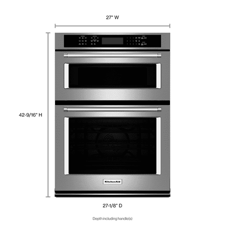 KitchenAid - 27" Single Electric Convection Wall Oven with Built-In Microwave - Stainless Steel