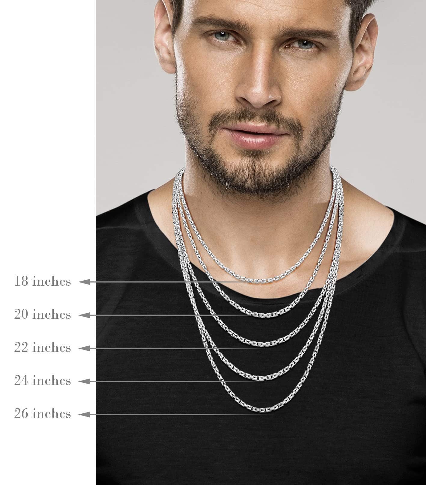 Miabella Solid 925 Sterling Silver Italian 3mm Square Byzantine Link Chain Necklace for Women Men, 925 Handmade in Italy (Length 24 Inches)