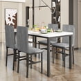 thumbnail image 6 of SYNGAR 5 Piece Dining Set, Modern Dining Table and Chairs Set for 4, Kitchen Dining Table Set with Faux Marble Tabletop & 4 PU Leather Upholstered Chairs, for Small Space, Breakfast Nook, Grey, D9206, 6 of 12