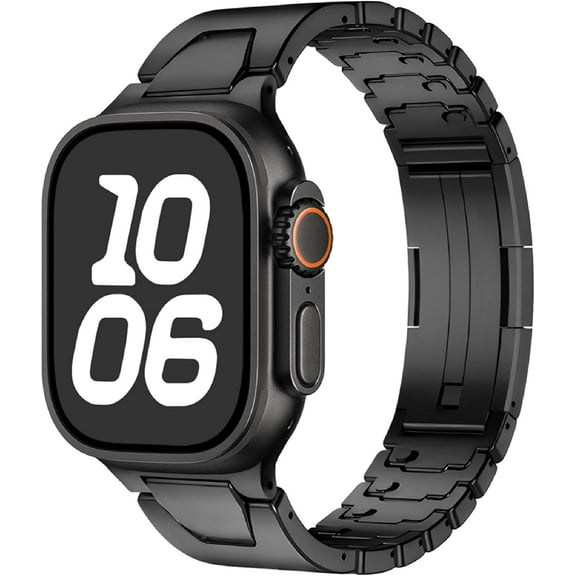 XiHAMA Titanium Band Compatible with Apple Watch Band 49mm 46mm 45mm 44mm 42mm iWatch Ultra2 Ultra SE 2 SE Series 10 9 8 7 6 5 4 3 2 1,Titanium Replacement Watch Band with Folding Clasp