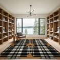 thumbnail image 2 of ODIKA 9'x12' Washable Area Rug Motif Plaid Stripe Border Panel Farmhouse Vintage Door Retro Refined Structured for Dining Room, Basement, Large Office, Non-Slip Chair-Friendly, 2 of 7