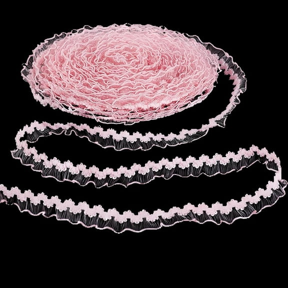 25M Elastic Ruffle Lace 0.6 Inch Stretch Narrow Ruffle Edge Lace Ribbon Gorgeous Tulle Trimmings