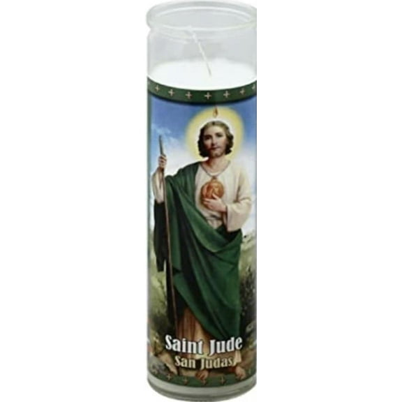 Saint Jude 8'' White Candles, Religious Candles Set (Pack of 2)