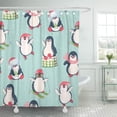thumbnail image 1 of Cortina de ducha ABPHQTO con pingüinos lindos blanco 165x180 cm, 1 of 2