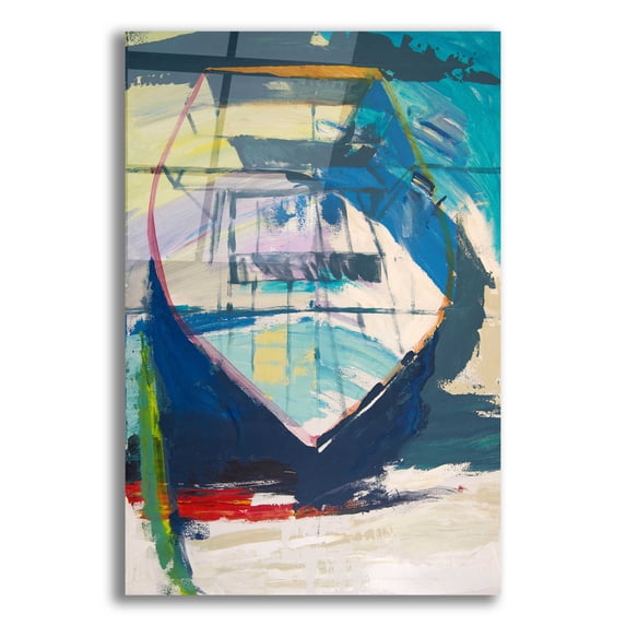 Epic Art 'Red Green Skiff' by Beth Forst, Acrylic Glass Wall Art, 12"x16"