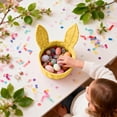 thumbnail image 4 of Basket with Handle Easter Bunny Rattan Woven Picnic Baskets with Rabbit Ear Straw Wicker Egg Candy Storage for Egg Party Supplies Gifts (Yellow), 4 of 7