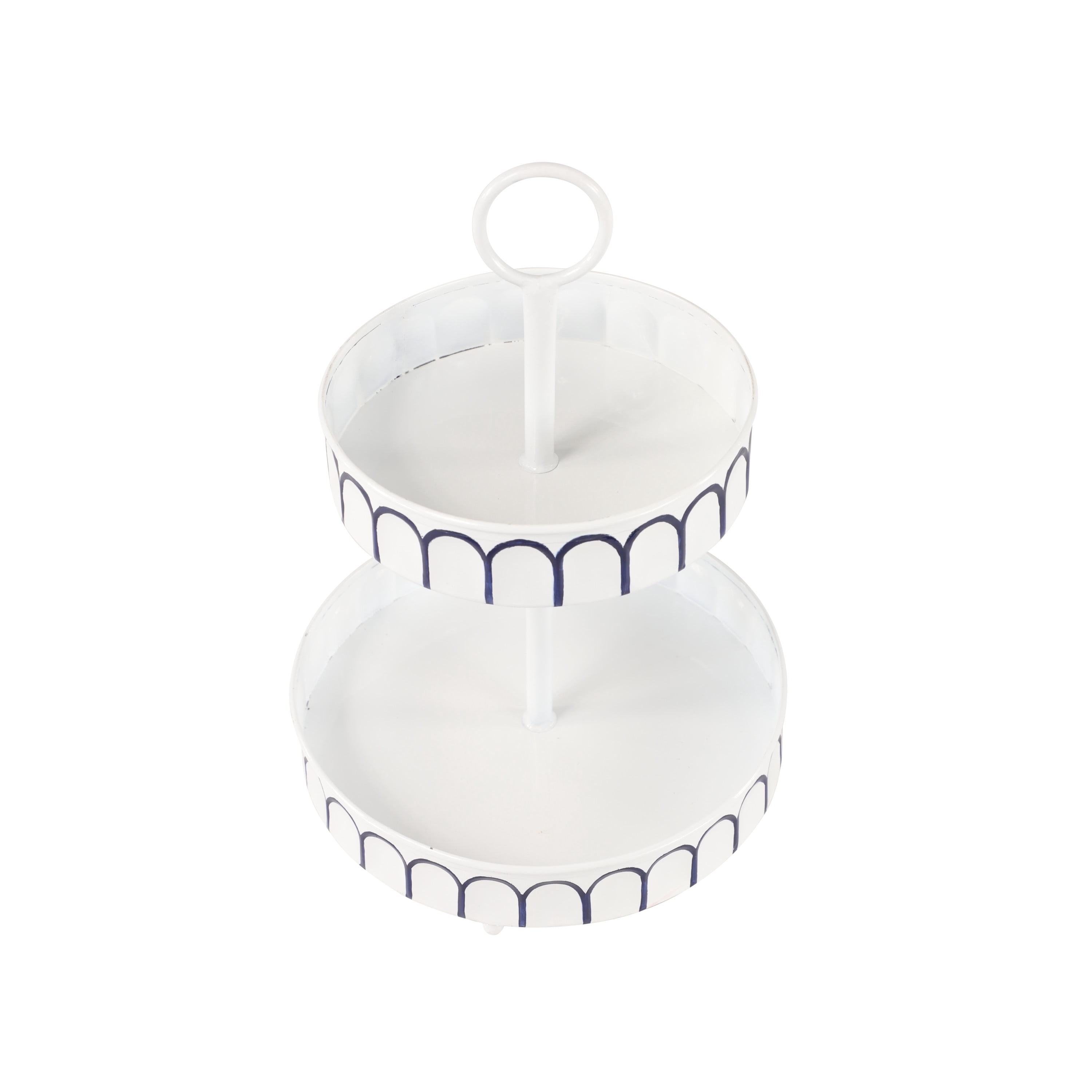 DecMode 13"W, 18"H Metal Farmhouse Tiered Server, White, 1 - Piece