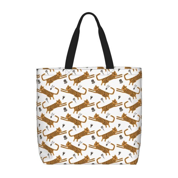 Easygdp Leopard Print Bolsa Tote para Mujer, Bolso de Hombro para Trabajo, Playa, Viajes, Compras y Supermercado