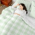 thumbnail image 4 of Erosebridal Plaid Buffalo Bedding Sets King Size, Light Green Geometric Comforter Sets with Sheets, Rectangle Checkered Reversible Bedding King Size, Ultra Soft Room Decorative, 7pcs, 4 of 7