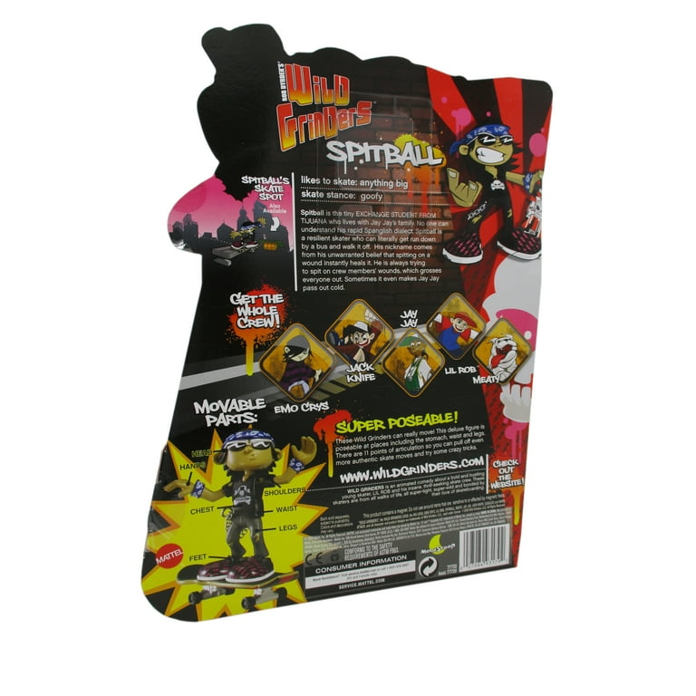 Wild Grinders Spitball Action Figure & Skateboard Pack, Ages 6+