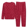 thumbnail image 2 of 2 Piece Pajama Set – Womens Cotton Sleepwear for Summer Women's Solid Color Jacquard Flannel Warm And Cozy Set Winter Thick Warm Home Clothes, 2 of 9