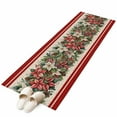 thumbnail image 6 of Christmas Poinsettia Kitchen Runner Rug 2x6 Washable Runners for Hallway Non Slip Winter Xmas Berry Leaf on Linen Large Area Rug Indoor Floor Carpet for Bathroom Laundry Entryway Bedroom Living Room, 6 of 8