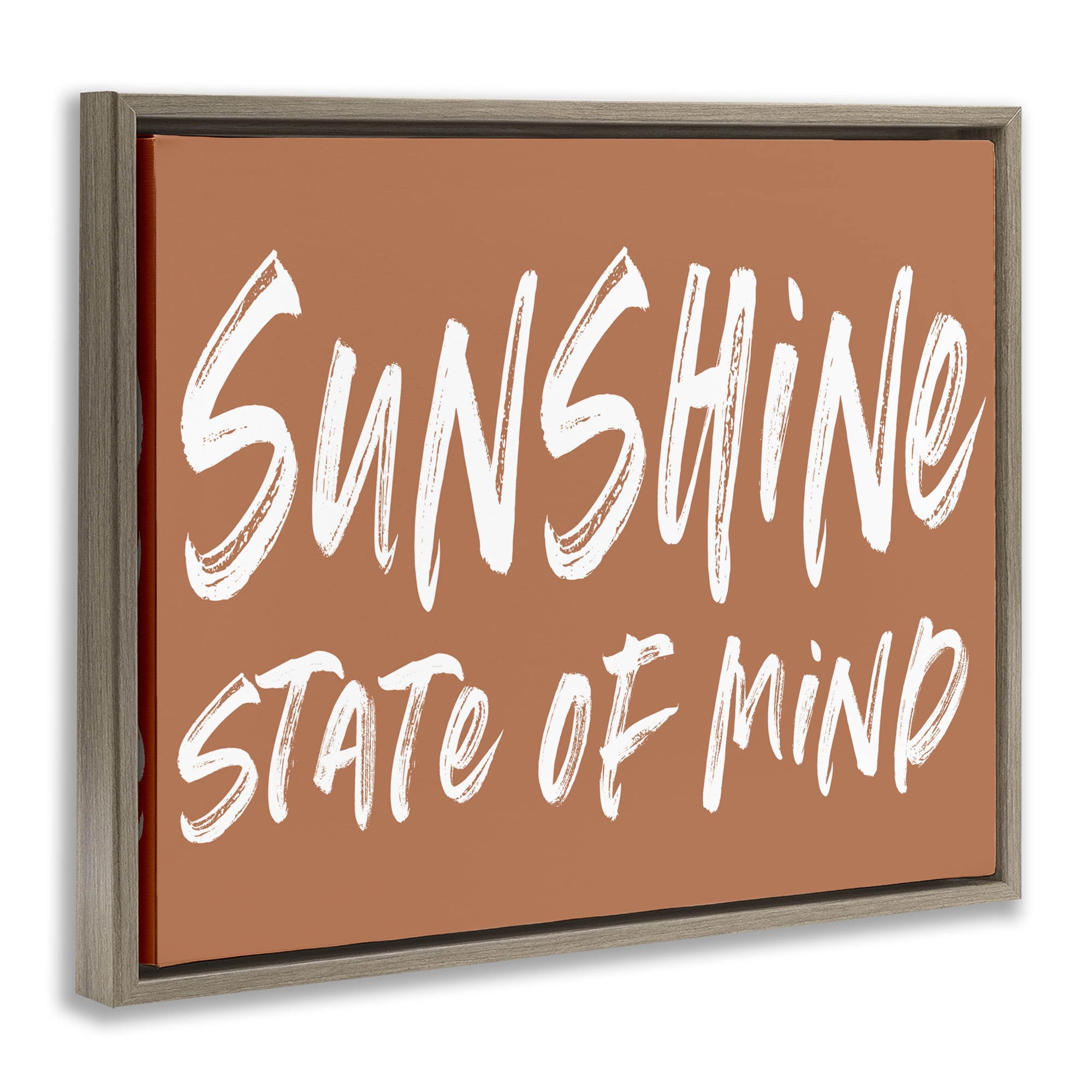 Summery Sunshine State Of Mind Brown Framed Floater Canvas Wall Art, design by Lettered and Lined
