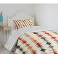 thumbnail image 4 of Ambesonne Geometric Quilted Bedspread Set 2 Pcs, Vintage Oval Pattern, Twin Size, Orange Peach Red, 4 of 6