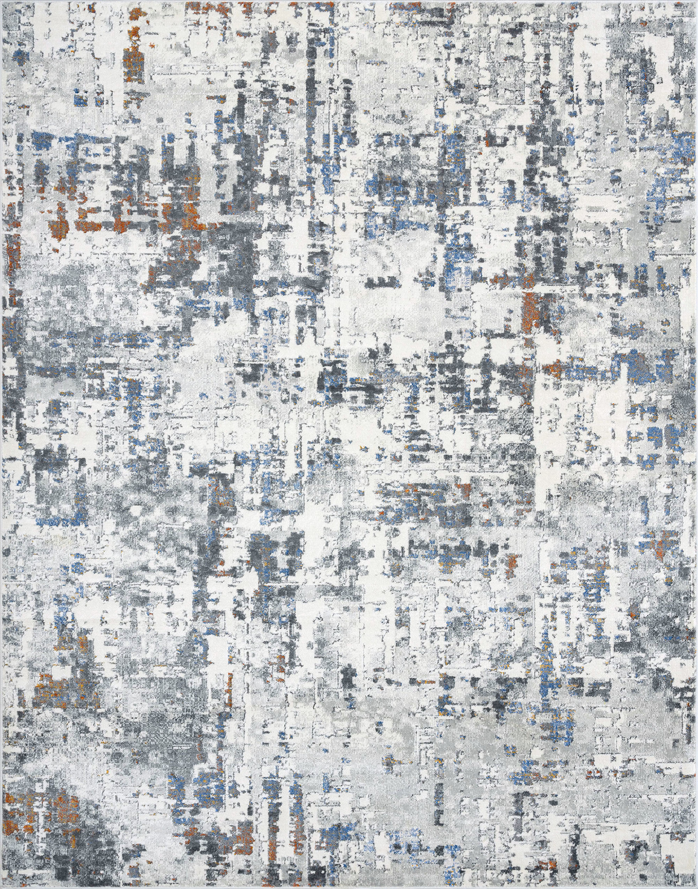 Contemporary 8x10 Area Rug (7'10'' x 10'2'') Abstract Gray, Teal Living Room Easy to Clean