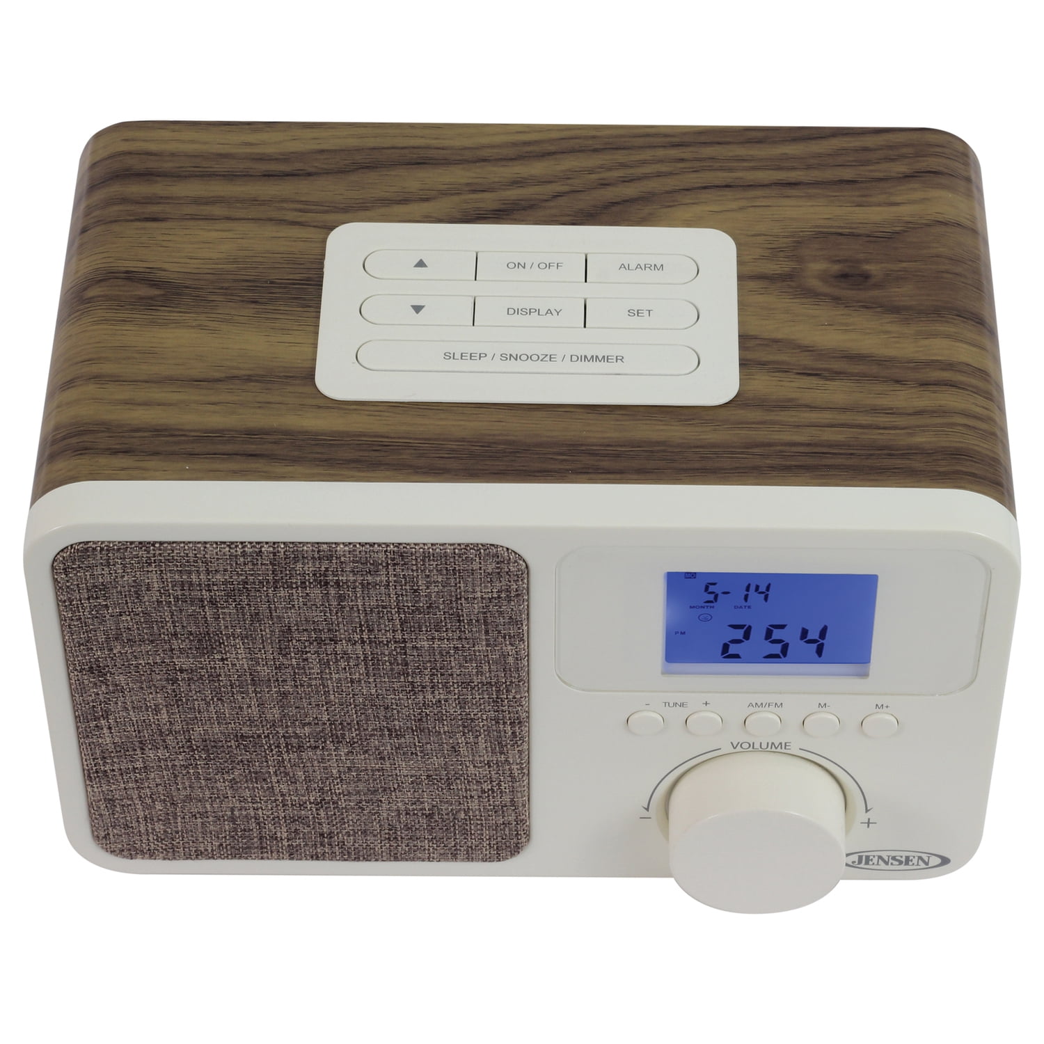 JENSEN JCR-315 Digital AM/FM Dual-Alarm Clock Radio with Wood Cabinet, JCR-315