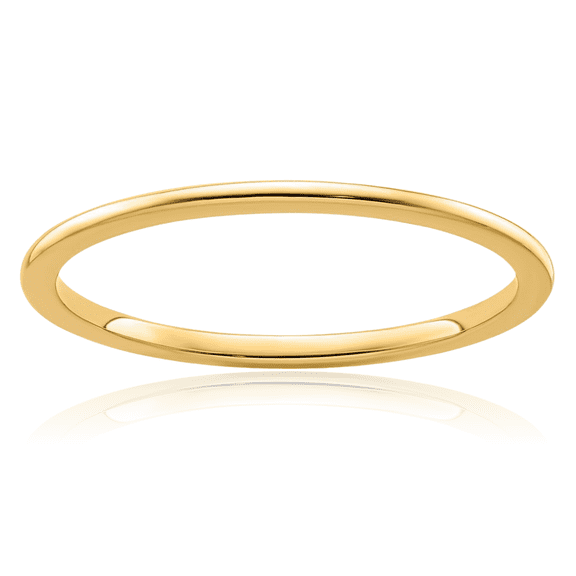 10K Solid Yellow Gold 1.2mm Half Round Stacking Plain Classic Wedding Band Statement Ring