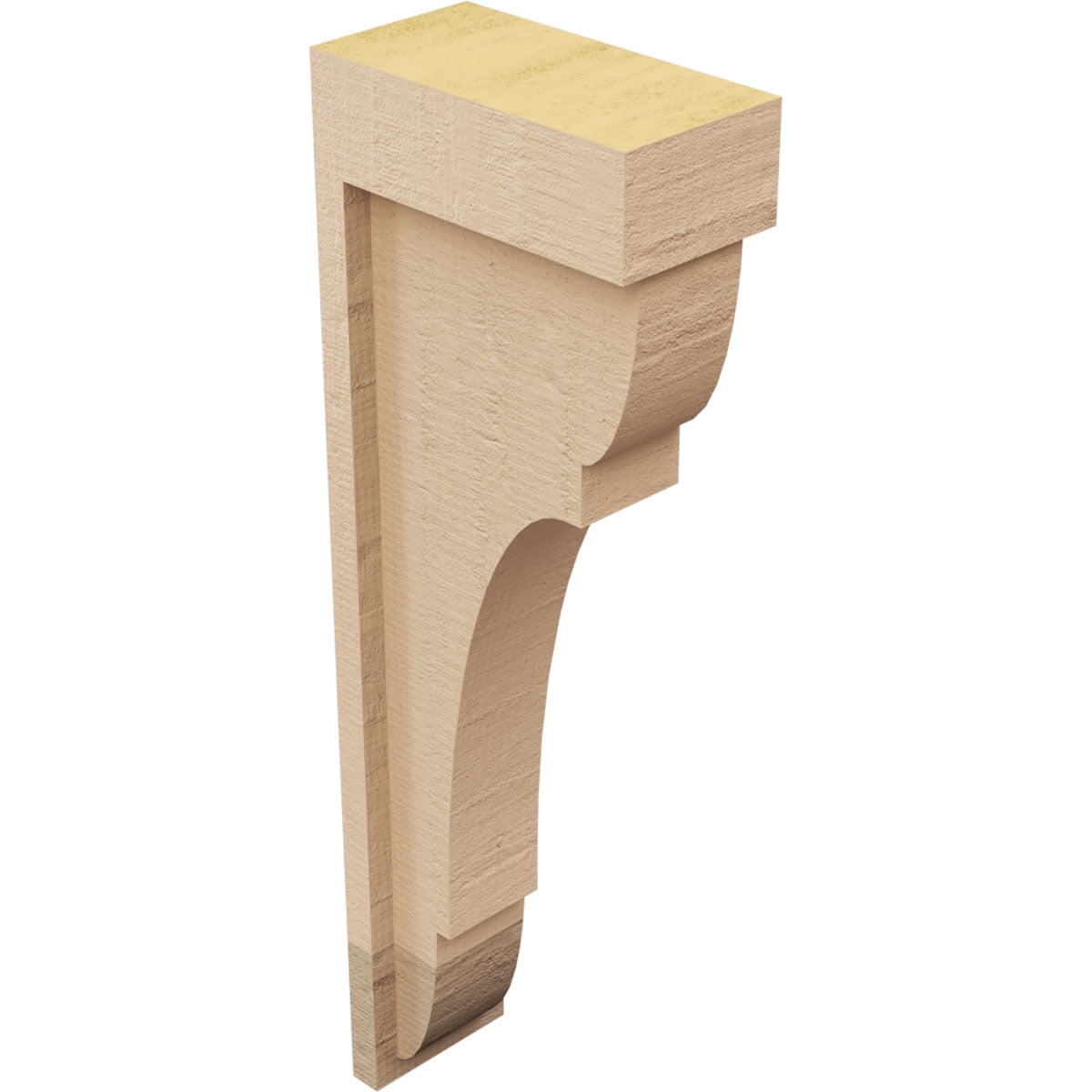3"W x 6"D x 18"H Thin Bryant Rough Cedar Woodgrain TimberThane Corbel, Primed Tan