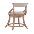 thumbnail image 2 of Benzara Swivel Counter Stool with Fabric Upholstery and Wooden Arms, Beige and Brown, 2 of 5