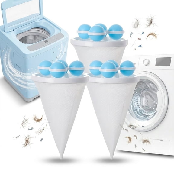Washing Machine Hair Filter Mesh Bags, Reusable Floating Design, Effective Lint Catcher, for Clothes Cleaning (3 Pcs)