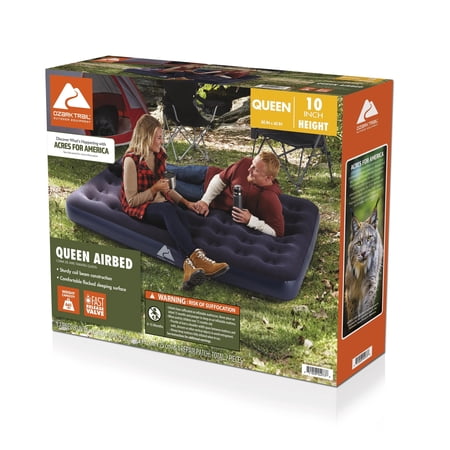 OZARK TRAIL QUEEN AIR MATTRESS, 10 INCH AIR BED, INFLATABLE AIR MATTRESS, BLOW UP MATTRESS WITHOUT PUMP