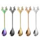thumbnail image 1 of Forma De Cabeza De Ciervo Cuchara Agitadora De Acero Inoxidable Cuchara De Postre De Café De Alce De Navidad 5 Unids/Set 5 Colores Yuarrent HA039222-00, 1 of 6