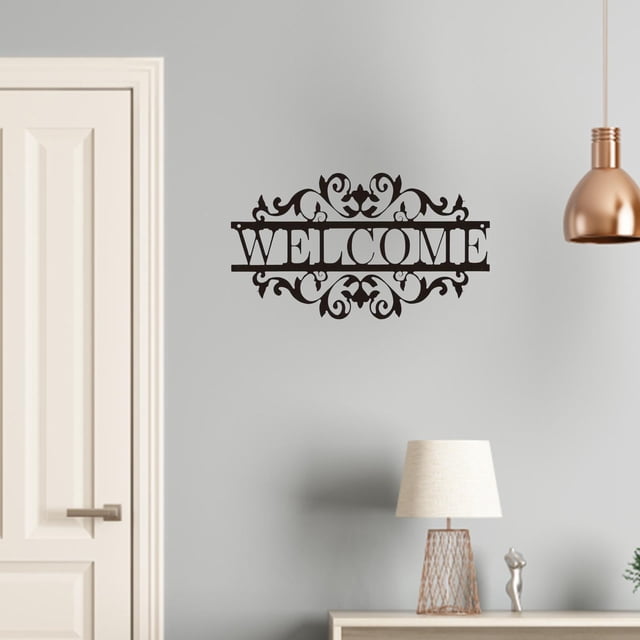 Letrero de bienvenida de metal para puerta, placa de casa para montar en la pared, etiqueta de bienvenida de moda, decoración de pared para jardín,