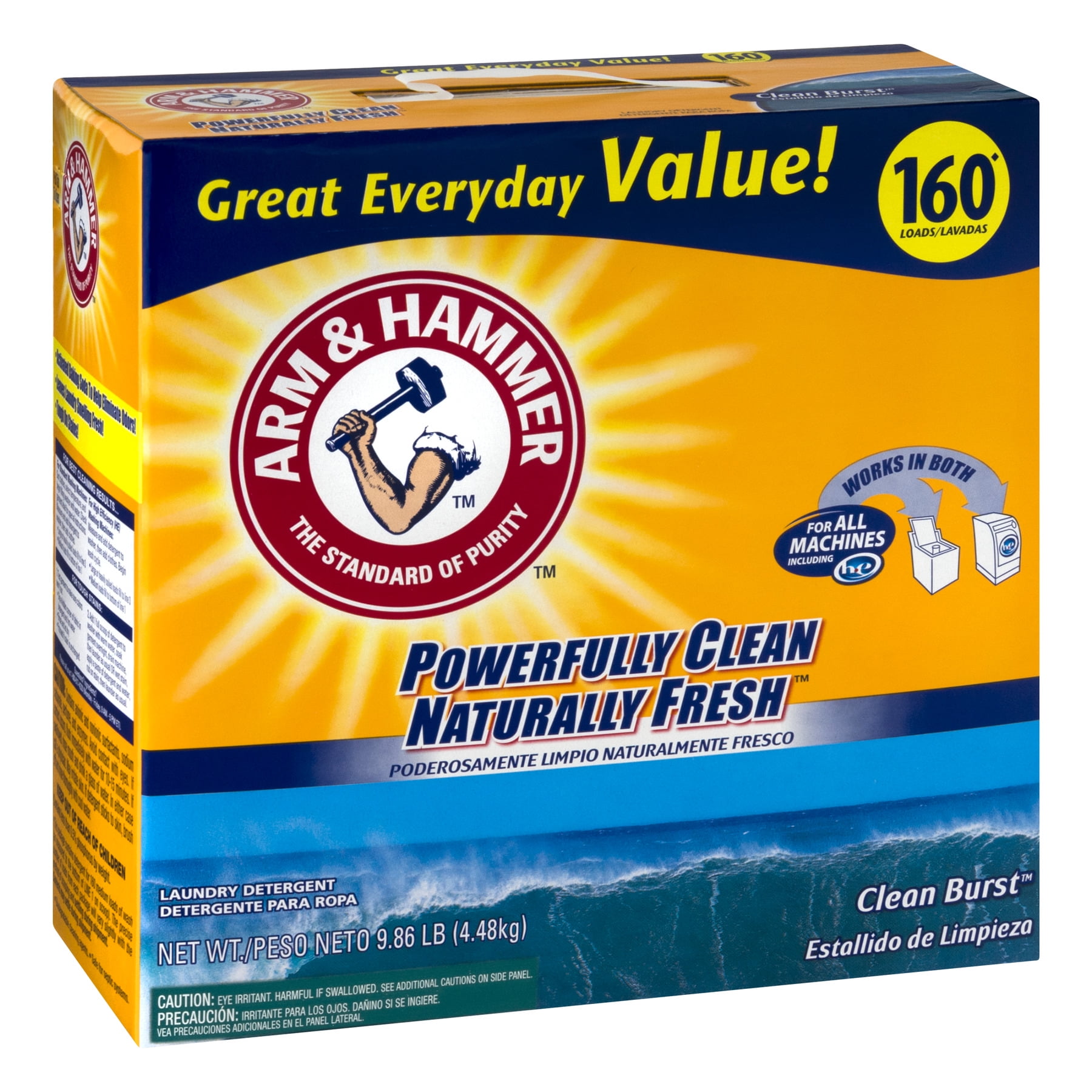Arm &amp; Hammer Powder Laundry Detergent, Clean Burst, 11.9 lb, Box, 3/Carton