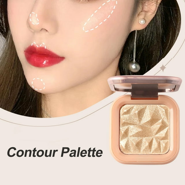 Highlighter Contouring Palette Waterproof Multifunctional Monochrome Natural Universal Daily Makeup Accessory Delicate Facial Highlighter Glitter Contouring Palette for Girl