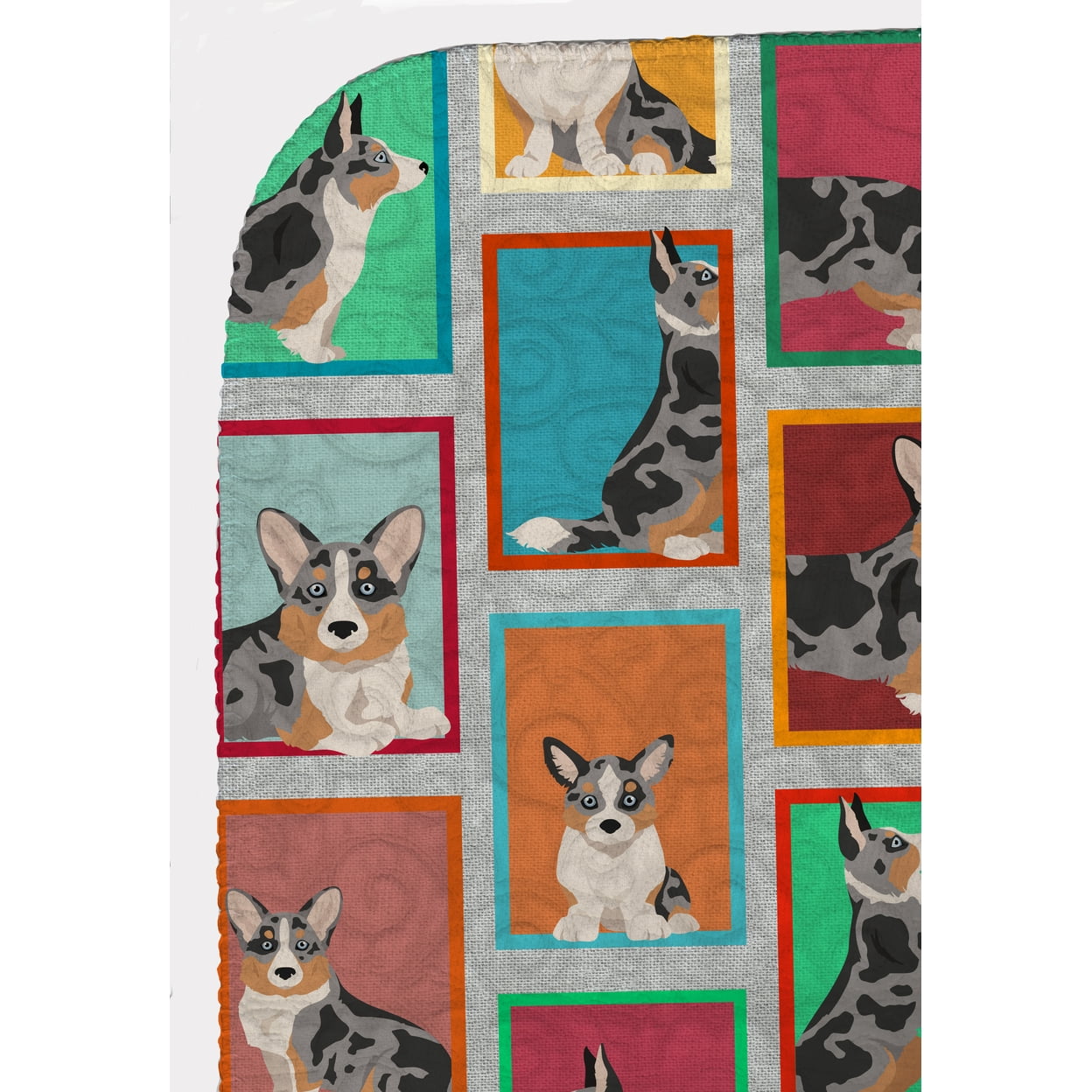 Lots of Blue Merle Welsh Cardigan Corgi Quilted Blanket 50x60