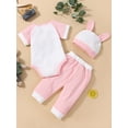 thumbnail image 3 of Inevnen My First Easter Outfit Infant Baby Boy Girl Short Sleeve Bunny Romper Pants with Hat, 3 of 9