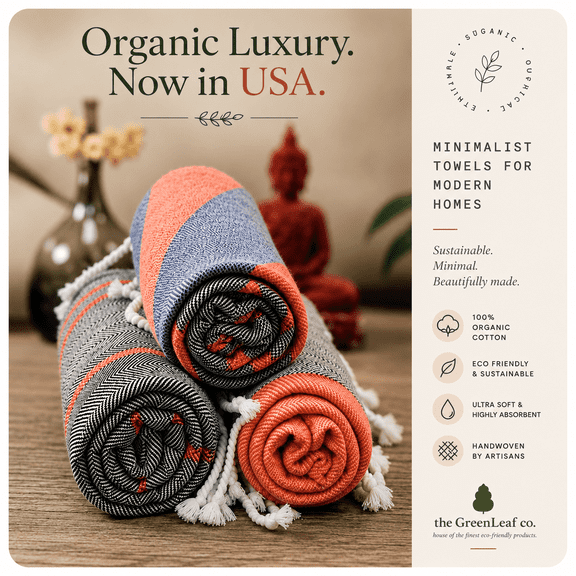 The Greenleaf co. Artisan-Made Luxury Cotton Bath Towel Set, 3-Pack, 30x60 in, 320 GSM, 3 Coordinated Colors