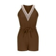 thumbnail image 5 of aidice Rompers for Women Summer Casual V Neck Sleeveless Open Back Lace Belt Loose Shorts Jumpsuits, 5 of 7