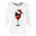 thumbnail image 4 of ZRGHAOYLQ Women's Christmas 3/4 Sleeve Shirts 2025 Merry Christmas Wine Glasses Graphic T Shirts Lightweight Casual Crewneck Christmas Pullover Tops, 4 of 4