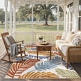 thumbnail image 6 of Outdoor & Indoor Area Rug 5'x8', Waterproof, Non-Shedding, Easy Cleaning, Leaf Mat for Patio, Living Room, Balcony, Dining Room, RV, Deck, Bedroom, Camping, Outside Carpet, Beige Grey, 6 of 10