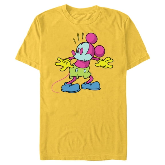 Disney Mickey Mouse Surprise Behind You Retro Pop Art - Short Sleeve Blended T-Shirt for Adults - Customized-Yellow