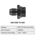 thumbnail image 1 of Oil Hose Fuel Pump Rail Straight Fitting Adapter 6061-6T Aluminum Black AN6 to AN6 AN6 to AN8 AN12 to AN10 ORB Male O-Ring Boss~2926, 1 of 1