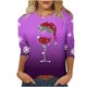 thumbnail image 1 of Fiudx Camisas de Mujer Camiseta de Manga 3/4 con Cuello Redondo y Estampado Navideño para Mujer, Jersey con Cuello Redondo, Top/Camisa de Manga Larga con Cuello Redondo, 1 of 3