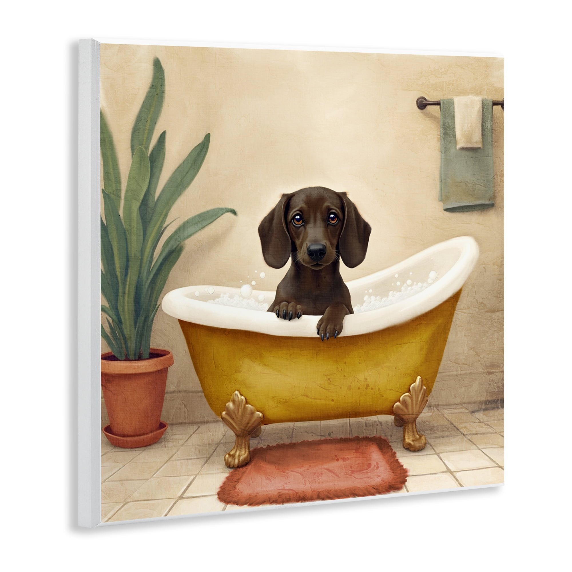 Stupell Industries Bubble Bath Brown Dog Wall Plaque Art, design by Kim Allen