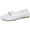 White, variant on Women's Leather Penny Loafers Classic Comfortable Hollow out Casual Slip on Lightweight Walking Flat Driving Boat Shoes White Size 7