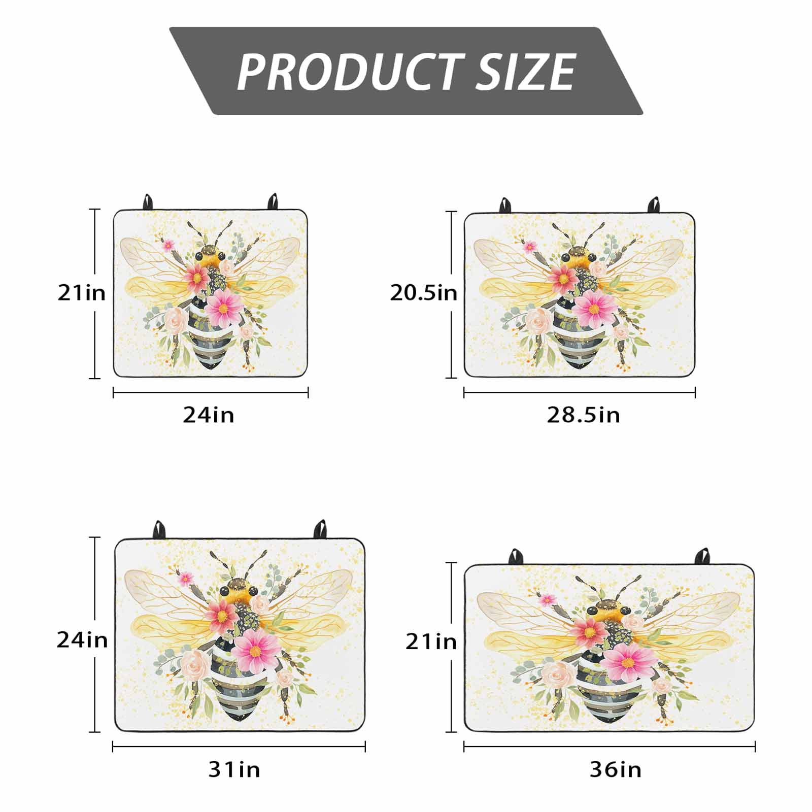 Summer Bee Stove Top Cover for Electric Stove, Heat-proof & Non Slip Glass Top Stove Cover Protector, Spring Floral Botanical Watercolor Kitchen Flat Cooktop Rubber Mat 24x21 Inches