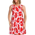 thumbnail image 1 of Fotbe Lips Kiss Vestido de Verano sin Mangas para Mujer – Vestido Midi Línea A, Estilo Camiseta Floral, Vestido Playero Casual y Fluido, 1 of 7