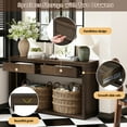 thumbnail image 6 of OUFAN Rustic Wooden Entryway Table, Console Table with Storage Drawers & Open Shelf, Narrow Console Table for Hallway, Living Room, Entryway, Brown, 6 of 10