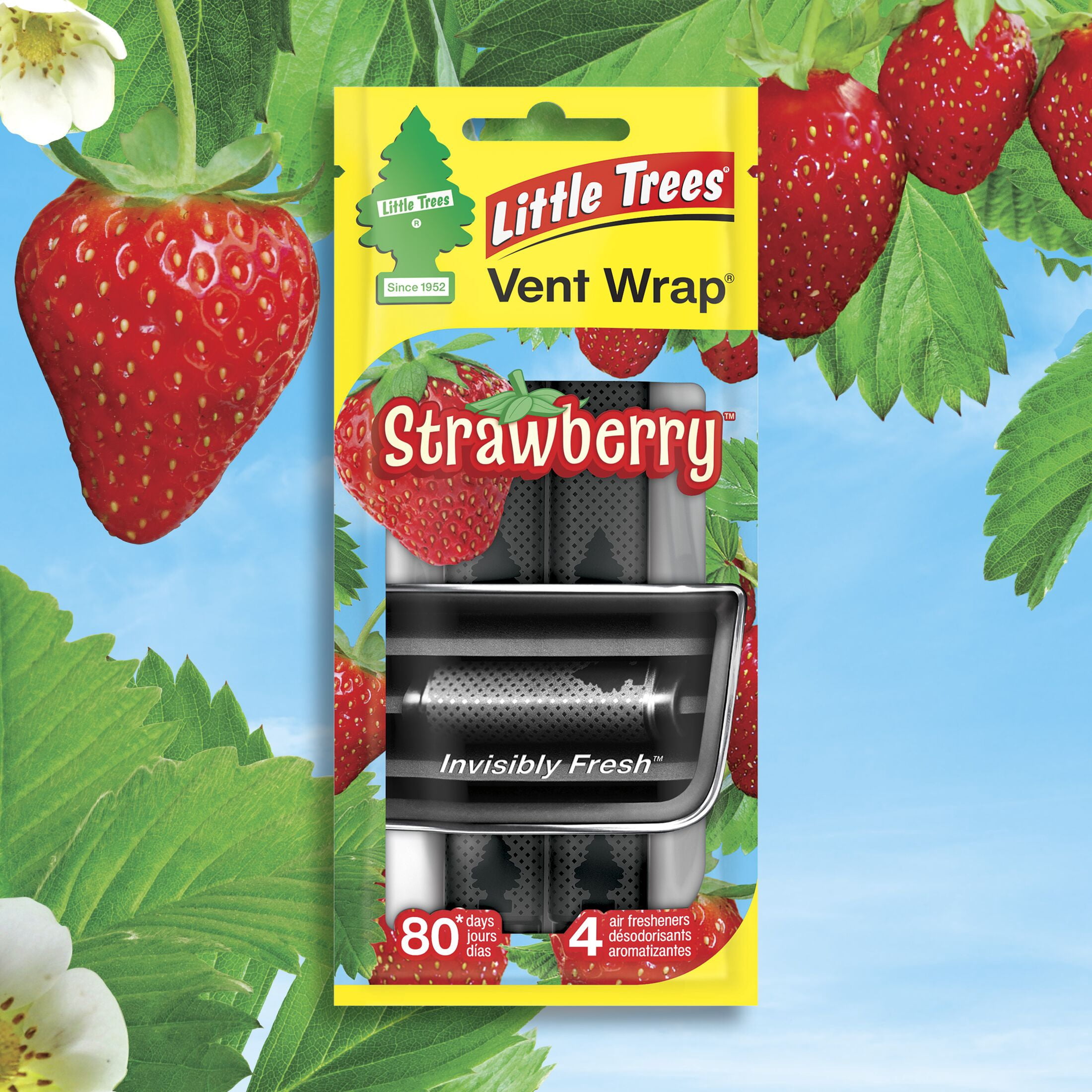 (2 pack) Little Trees Air Freshener Vent Wrap Strawberry Fragrance 4-Pack