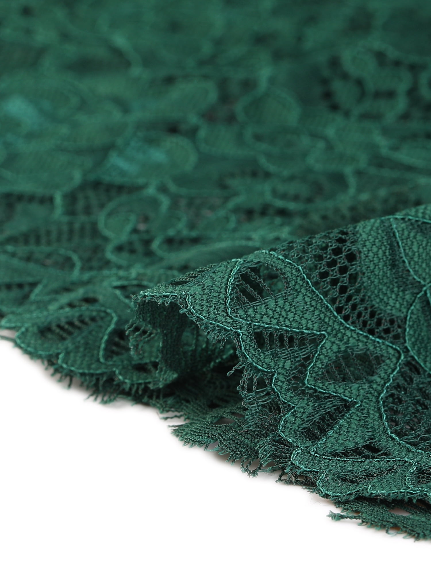 Unique Bargains Women's V-Neck Party 3/4 Sleeve Lace Ruffle Bodycon Dresses XS Dark Green