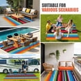 thumbnail image 4 of Colorful Striped Outdoor Rug for Patio/Deck/Porch, Non-Slip Large Area Rug 5 x 7 Ft, Boho Rainbow Stripes Abstract Lines Indoor Outdoor Rugs Washable Area Rugs, Reversible Camping Rug Carpet Runner, 4 of 8